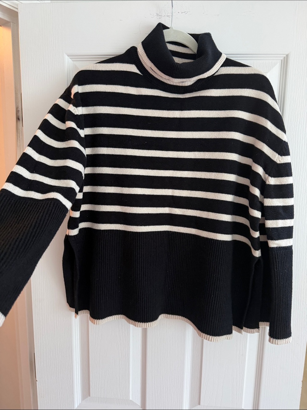 Striped Turtleneck Sweater - Black & White
